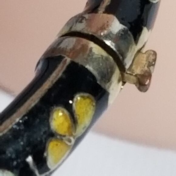 Vintage cloisonne black painted enamel hinged bangle 1.2000 - Picture 14 of 15